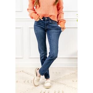 Vervet Blue Womens Brenda Relaxed Fit Jeans Size 11/30 Short 27" Dark Wash Denim